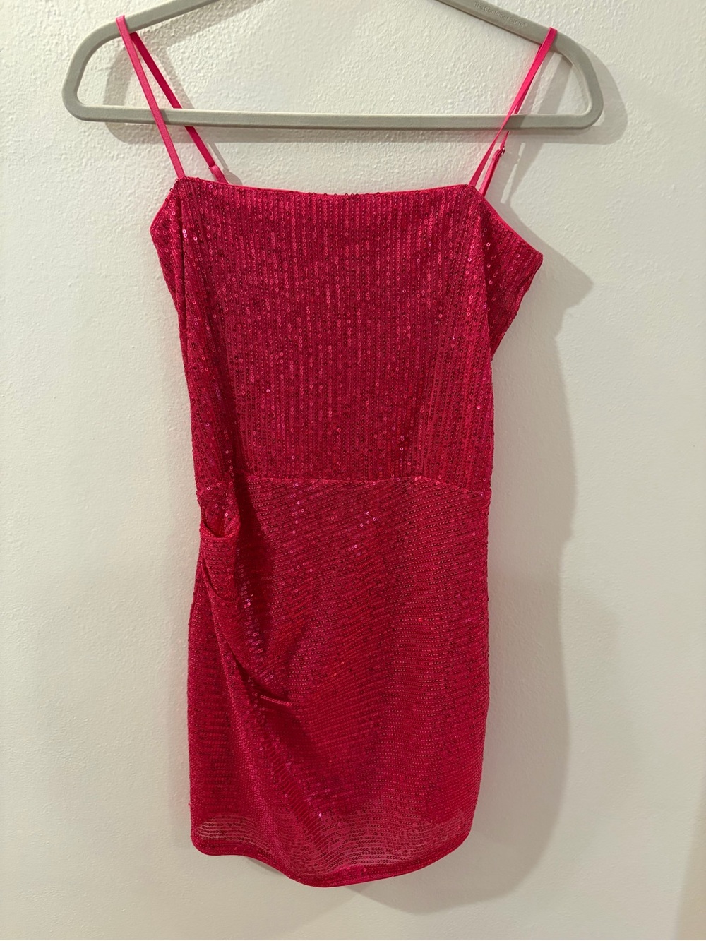 Katie J NYC Hot Pink Sequin Mini Slip Dress